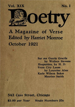 A Magazine of Verse Edited by Harriet Monroe October 1921