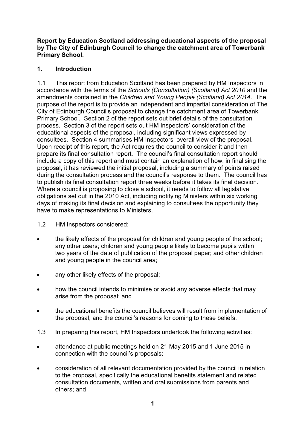 Consultation Report on Towerbank Primary School, Edinburgh City Council