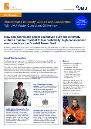 Masterclass in Safety Culture and Leadership with JMJ Master