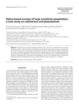 Optics-Based Surveys of Large Unicellular Zooplankton: a Case Study on Radiolarians and Phaeodarians