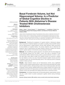Basal Forebrain Volume, but Not Hippocampal Volume, Is a Predictor of Global Cognitive Decline in Patients with Alzheimer’S Disease