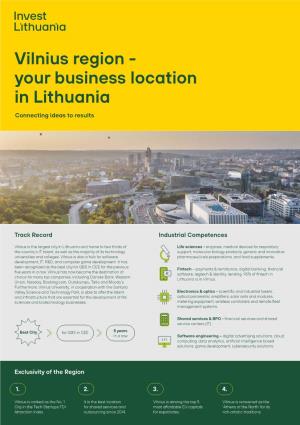 Vilnius Region - Your Business Location in Lithuania Connecting Ideas to Results