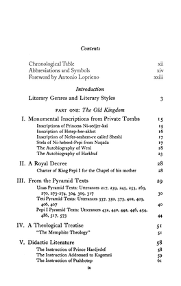 Contents Chronological Table Xii Abbreviations and Symbols Xiv