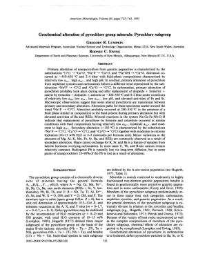 Geochemical Alteration of Pyrochlore Group Minerals: Pyrochlore Subgroup