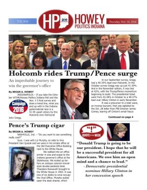 Holcomb Rides Trump/Pence Surge in Our September Survey, Gregg an Improbable Journey to Had a 40-35% Lead Over Holcomb