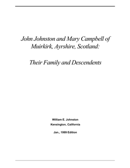 John Johnston and Mary Campbell of Muirkirk, Ayrshire, Scotland