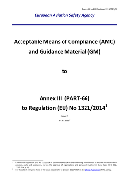 TO ANNEX III (PART-66) to REGULATION (EU) No 1321/2014 CONTENTS