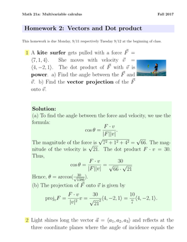 Homework 2: Vectors and Dot Product