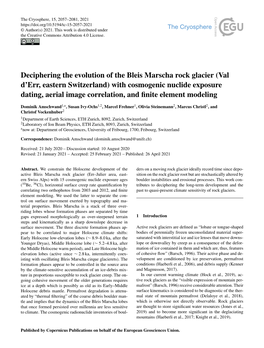 Deciphering the Evolution of the Bleis Marscha Rock Glacier (Val