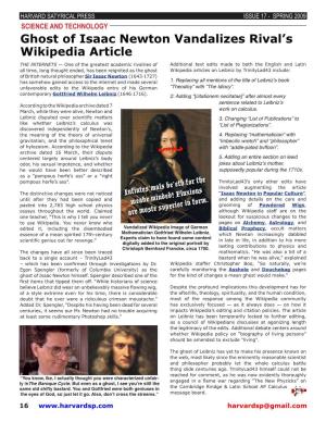 Ghost of Isaac Newton Vandalizes Rival's Wikipedia