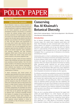 POLICY PAPER Conserving Ras Al Khaimah's Botanical Diversity