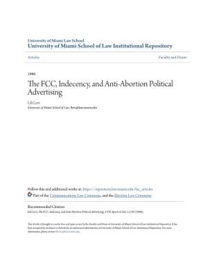 The FCC, Indecency, and Anti-Abortion Political Advertising, 3 Vill