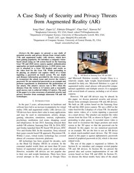 A Case Study of Security and Privacy Threats from Augmented Reality (AR)