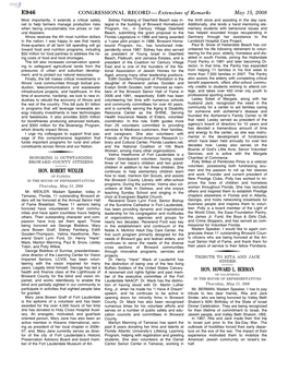 CONGRESSIONAL RECORD— Extensions of Remarks E946 HON