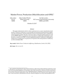 Market Power, Production (Mis)Allocation and OPEC∗