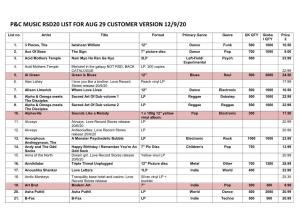 P&C Music Rsd20 List for Aug 29 Customer Version 12/9/20