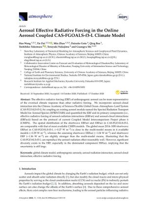 Aerosol Effective Radiative Forcing in the Online Aerosol Coupled CAS