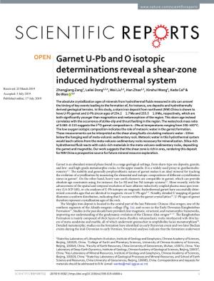 Garnet U-Pb and O Isotopic Determinations Reveal a Shear-Zone
