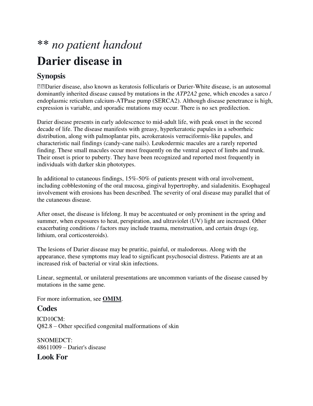 ** No Patient Handout Darier Disease In