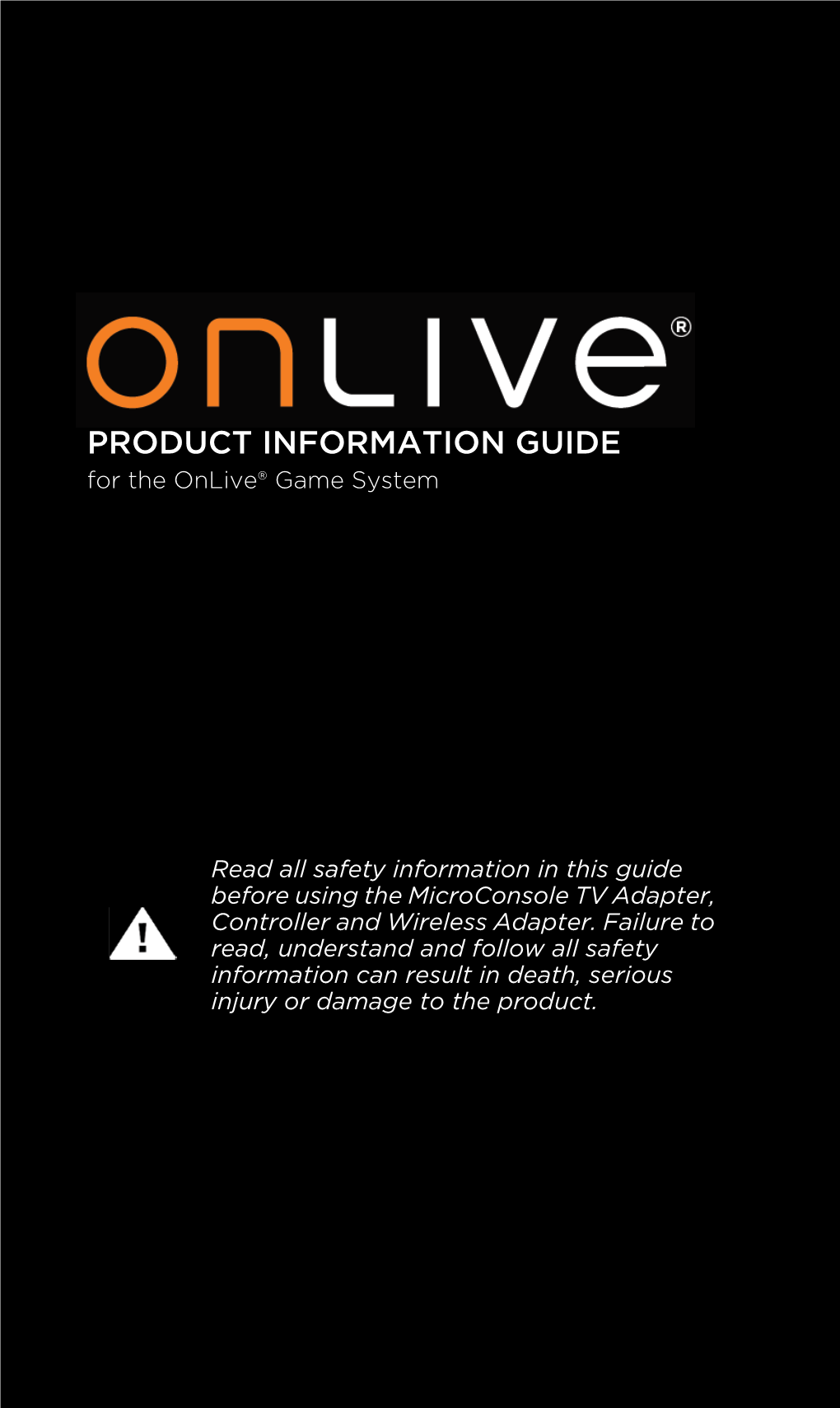 Onlive Game System Product Information Guide