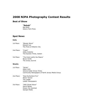 2008 NJPA Photography Contest Results