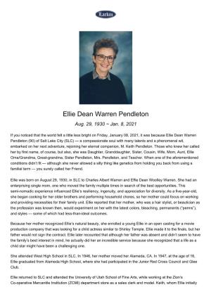 Ellie Dean Warren Pendleton Aug