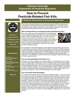 How to Prevent Pesticide-Related Fish Kills a Guide for Homeowners and Pesticide Applicators