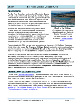 Eel River CCA Factsheet 2019