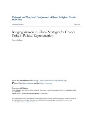 Global Strategies for Gender Parity in Political Representation Yvonne Galligan
