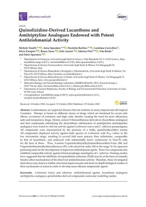 Quinolizidine-Derived Lucanthone and Amitriptyline Analogues Endowed with Potent Antileishmanial Activity