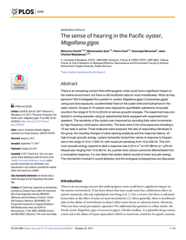 The Sense of Hearing in the Pacific Oyster, Magallana Gigas