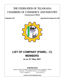 PANEL - C) MEMBERS As on 31St May, 2021