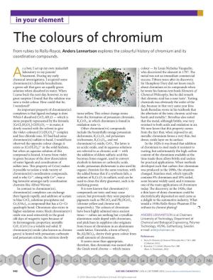 The Colours of Chromium from Rubies to Rolls-Royce, Anders Lennartson Explores the Colourful History of Chromium and Its Coordination Compounds