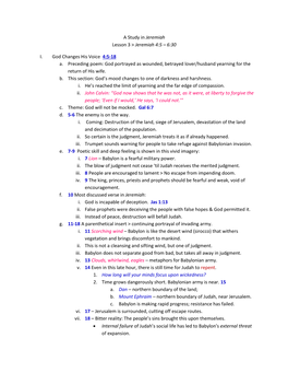 A Study in Jeremiah Lesson 3 &gt; Jeremiah