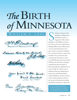 The Birth of Minnesota / William E. Lass
