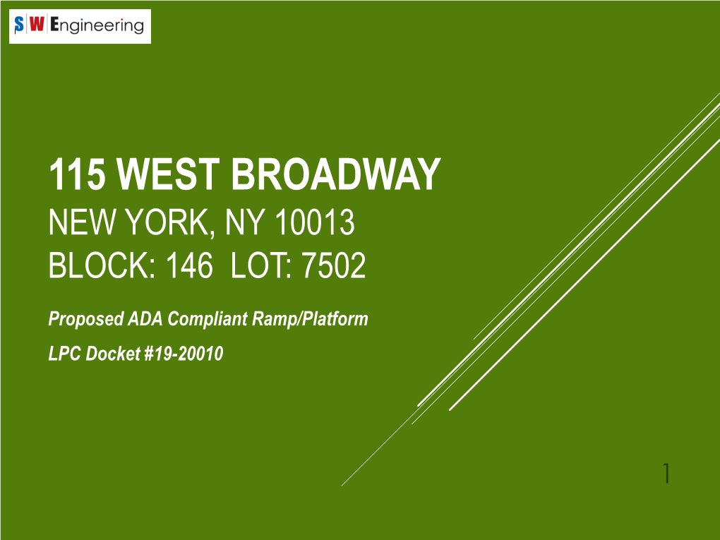 115 West Broadway New York, Ny 10013 Block: 146 Lot: 7502