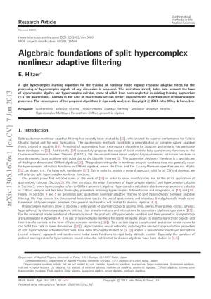Algebraic Foundations of Split Hypercomplex Nonlinear Adaptive