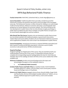 MPA-849 Behavioral Public Finance