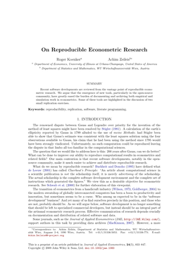 On Reproducible Econometric Research