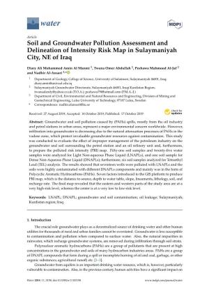 Soil and Groundwater Pollution Assessment and Delineation of Intensity Risk Map in Sulaymaniyah City, NE of Iraq