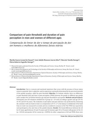 Comparison of Pain Threshold and Duration of Pain Perception in Men