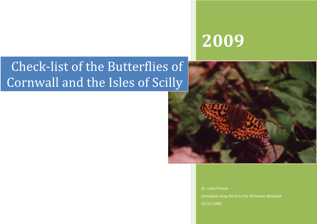 Check-List of the Butterflies of Cornwall and the Isles of Scilly