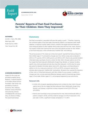 Parents' Report of Fast-Food Purchases for Their Children