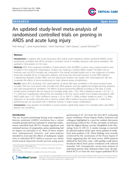 An Updated Study-Level Meta-Analysis of Randomised Controlled Trials On