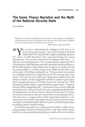 The Game Theory Narrative and the Myth of the National Security State