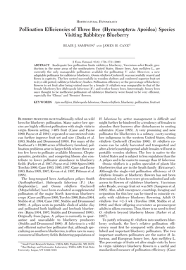 (Hymenoptera: Apoidea) Species Visiting Rabbiteye Blueberry