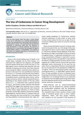 The Use of Carboranes in Cancer Drug Develop-Ment