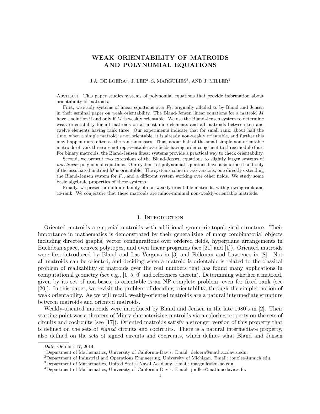 Weak Orientability of Matroids and Polynomial Equations