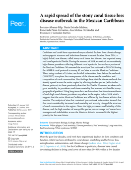 A Rapid Spread of the Stony Coral Tissue Loss Disease Outbreak in the Mexican Caribbean