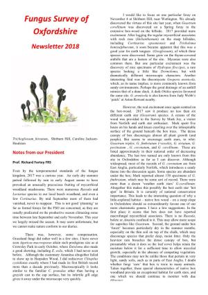 Newsletter 2018 Hemisulphureum, It Soon Became Apparent That This Was a Good Year for Earth Tongues (Geoglossum), of Which Three Species Were Discovered